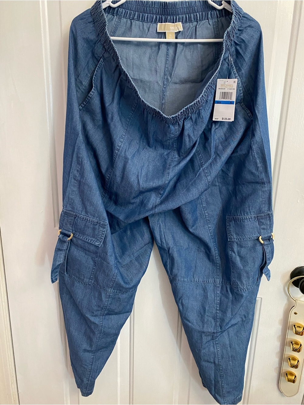 Michael Kors Denim-Style Blue Cargo Pants XL women’s NWT